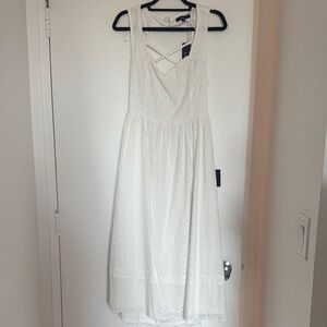 NWT Lulus Eyelet Lace-up Keyhole Back Dress White Size XL